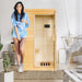 1-Person Indoor Far Infrared Sauna with Low EMF Heating, Canadian Hemlock, Control Panel & Glass Door – 800W, 110V