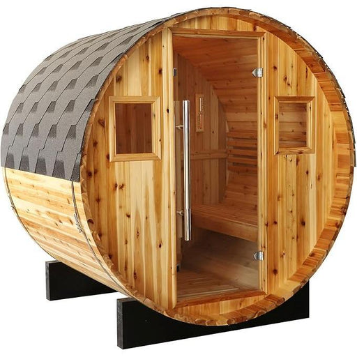 2-4 Person Outdoor Traditional Barrel Sauna with Electric Heater