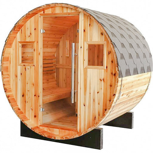 2-4 Person Outdoor Traditional Barrel Sauna with Electric Heater