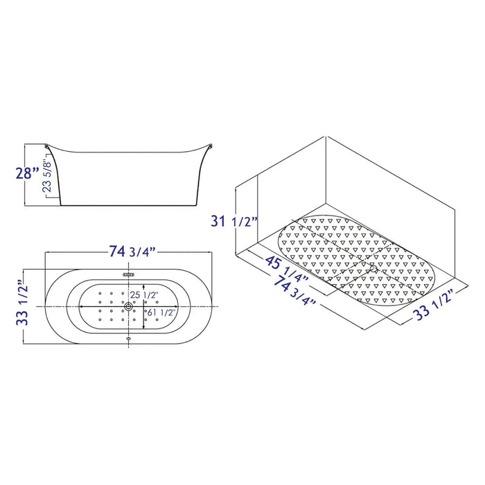 Champagne — Freestanding Air Bubble Soaking Tub