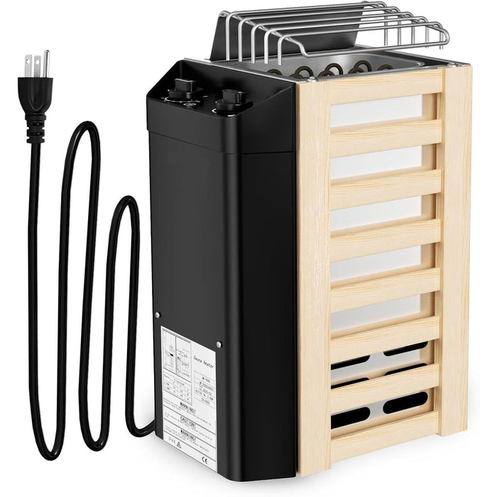 2kW 110V Plug-In Sauna Heater with Timer – Wall-Mounted Electric Heater for Small Sauna Rooms up to 100 Cu. Ft.