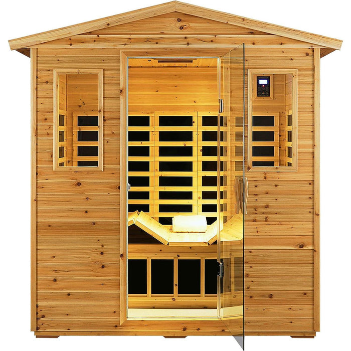 3-Person Outdoor Infrared Sauna with Red Light Therapy, Foldable Bench, Bluetooth & Chromotherapy – 1950W Low EMF, 110V 20A