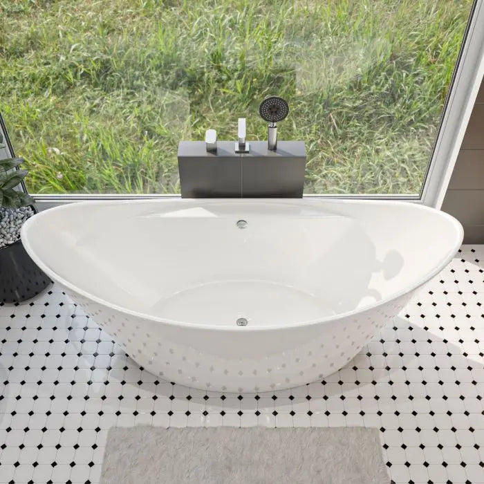 ALFI AB8803 68 Inch White Oval Acrylic Freestanding Tub with Center Drain
