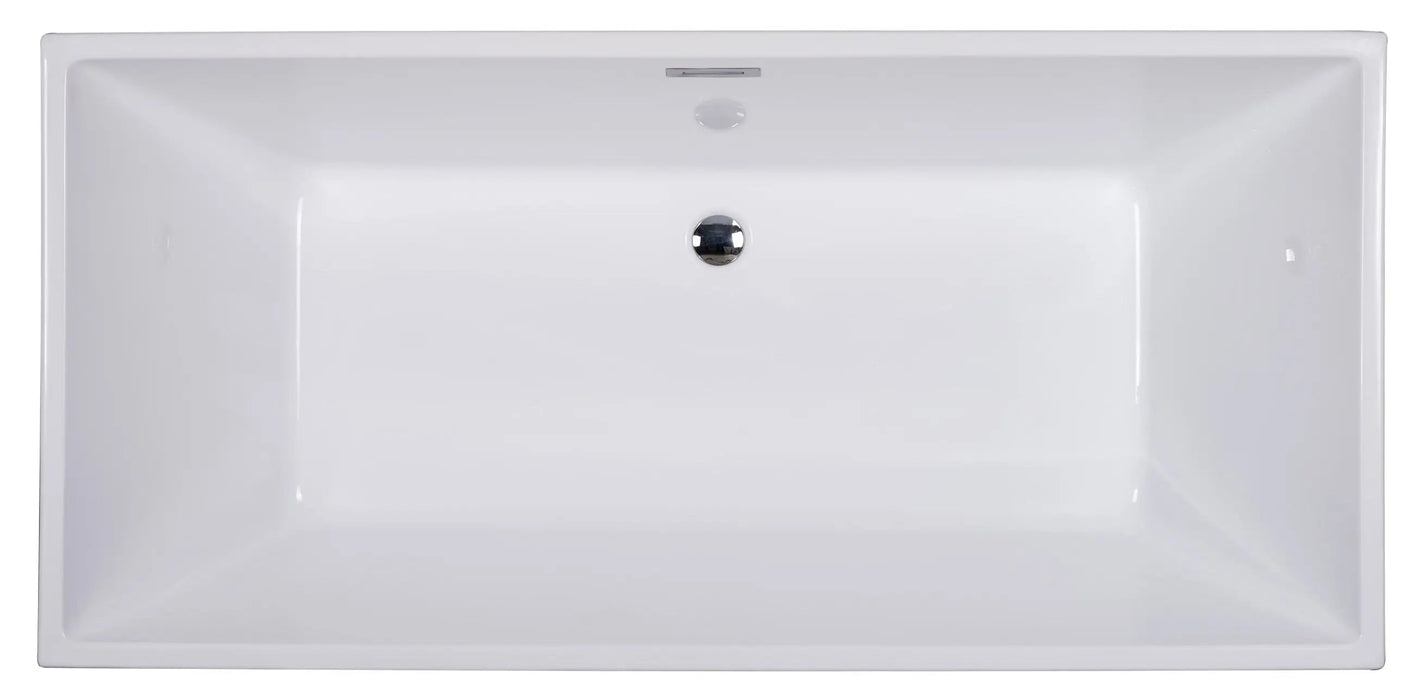 ALFI AB8832 67" White Rectangular Acrylic Freestanding Tub with Rear Center Drain