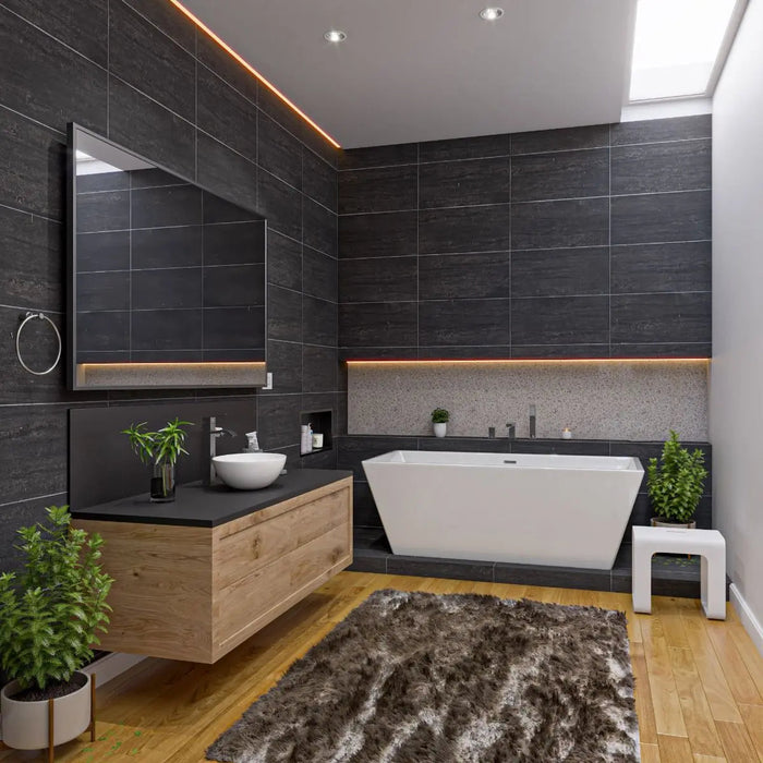 ALFI AB8832 67" White Rectangular Acrylic Freestanding Tub with Rear Center Drain