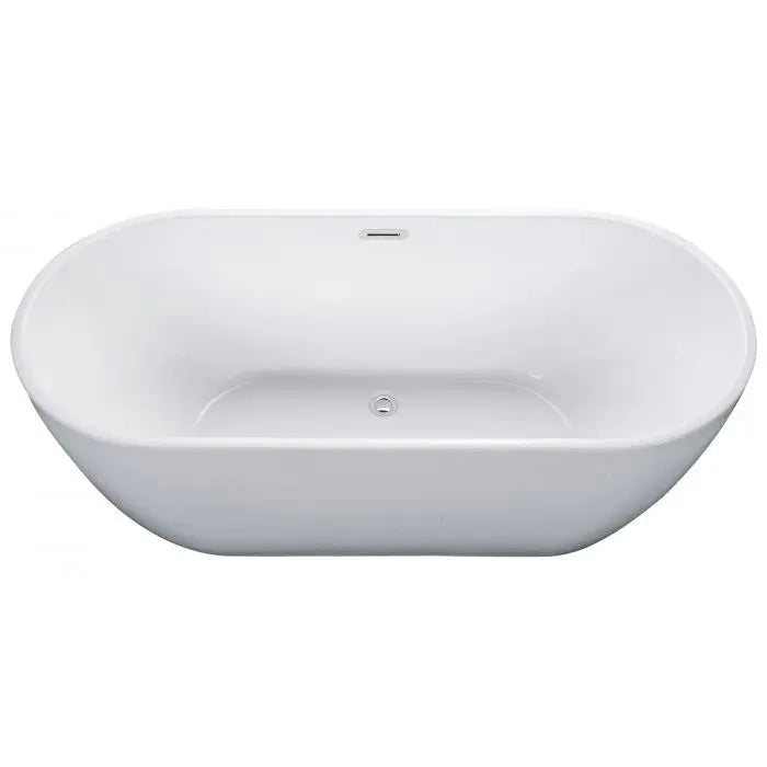 ALFI AB8839 67 Inch White Oval Acrylic Freestanding Tub with Rear Center Drain
