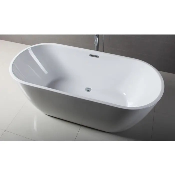 ALFI AB8839 67 Inch White Oval Acrylic Freestanding Tub with Rear Center Drain