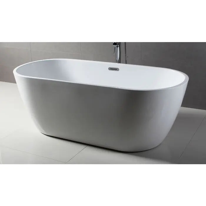 ALFI AB8839 67 Inch White Oval Acrylic Freestanding Tub with Rear Center Drain