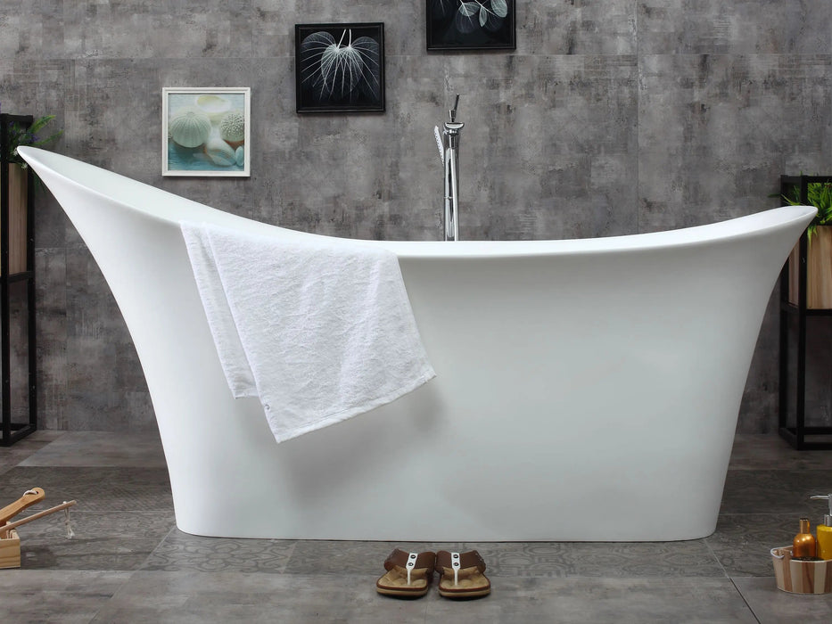 AB9915 - 74" Matte White Solid Surface Resin Slipper Bathtub
