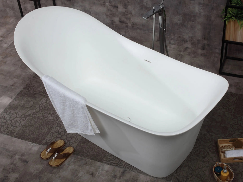 AB9915 - 74" Matte White Solid Surface Resin Slipper Bathtub