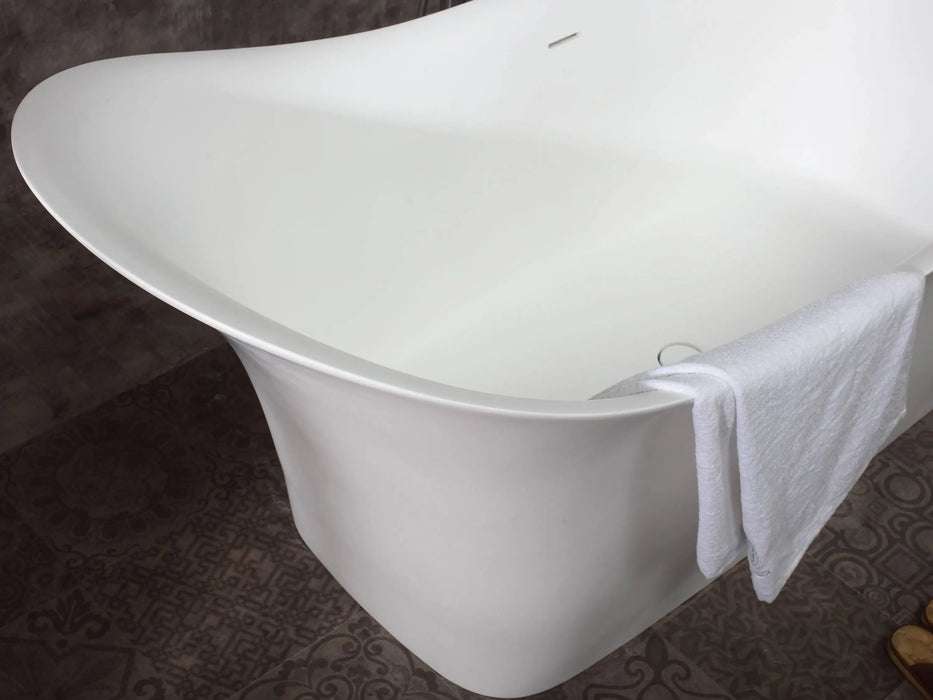 AB9915 - 74" Matte White Solid Surface Resin Slipper Bathtub