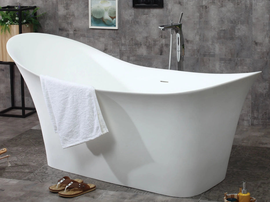 AB9915 - 74" Matte White Solid Surface Resin Slipper Bathtub