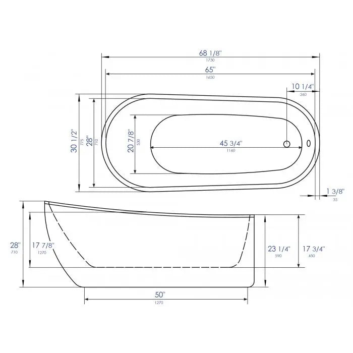 AB8803 / AB8826 — 68" Oval Freestanding Soaking Tub