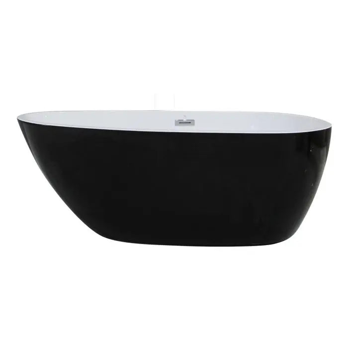 ALFI 59" Oval Black and White Freestanding Tub with Center Drain