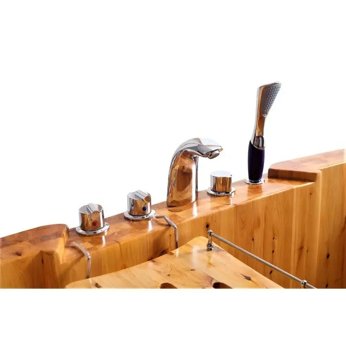 ALFI AB1130 65" 2 Person Free Standing Cedar Wooden Bathtub with Fixtures & Headrests