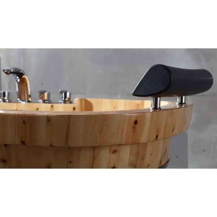 ALFI AB1130 65" 2 Person Free Standing Cedar Wooden Bathtub with Fixtures & Headrests