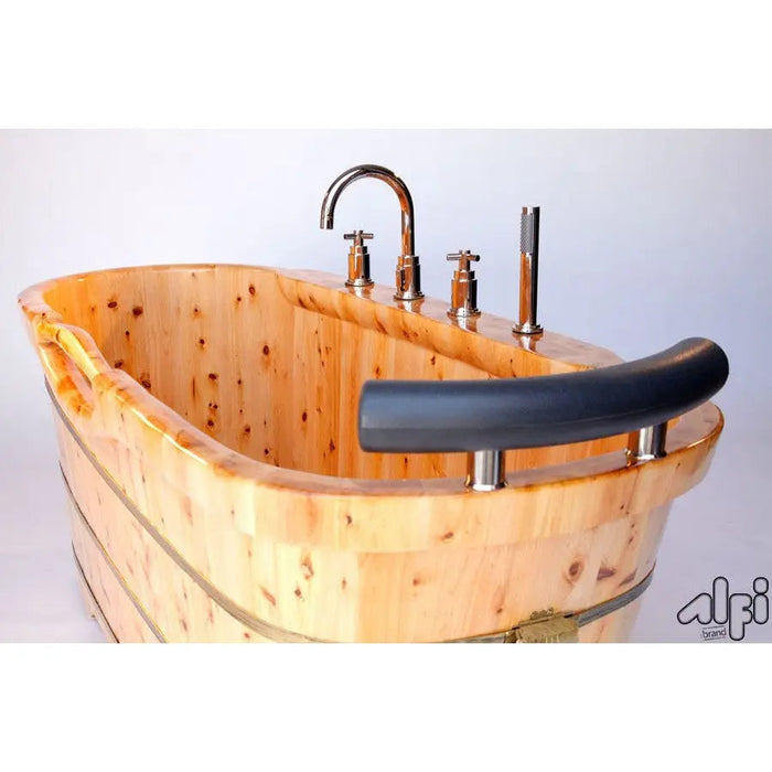 ALFI AB1136 61" Free Standing Cedar Wood Bath Tub with Chrome Tub Filler
