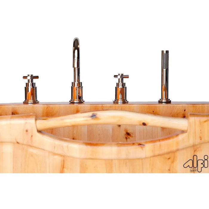 ALFI AB1136 61" Free Standing Cedar Wood Bath Tub with Chrome Tub Filler