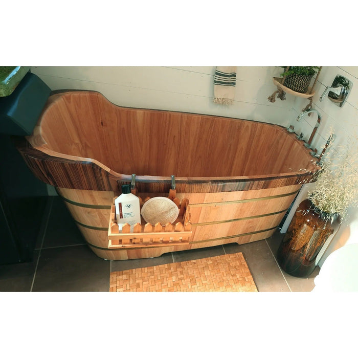 ALFI AB1148 59" Free Standing Wood Bath Tub with Chrome Tub Filler