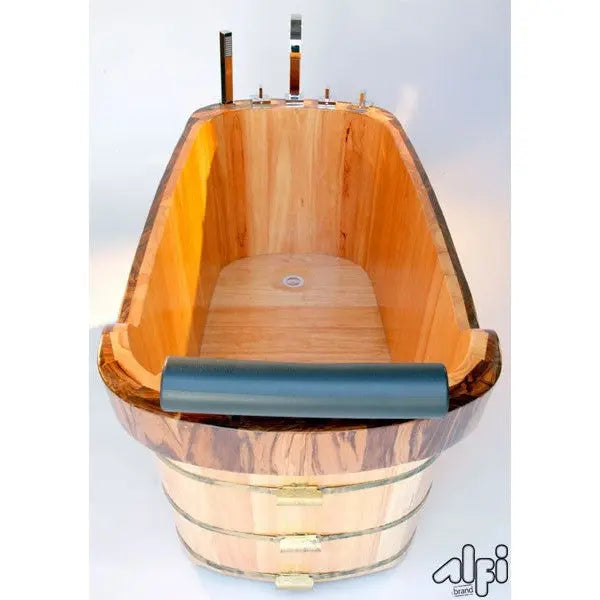 ALFI AB1148 59" Free Standing Wood Bath Tub with Chrome Tub Filler