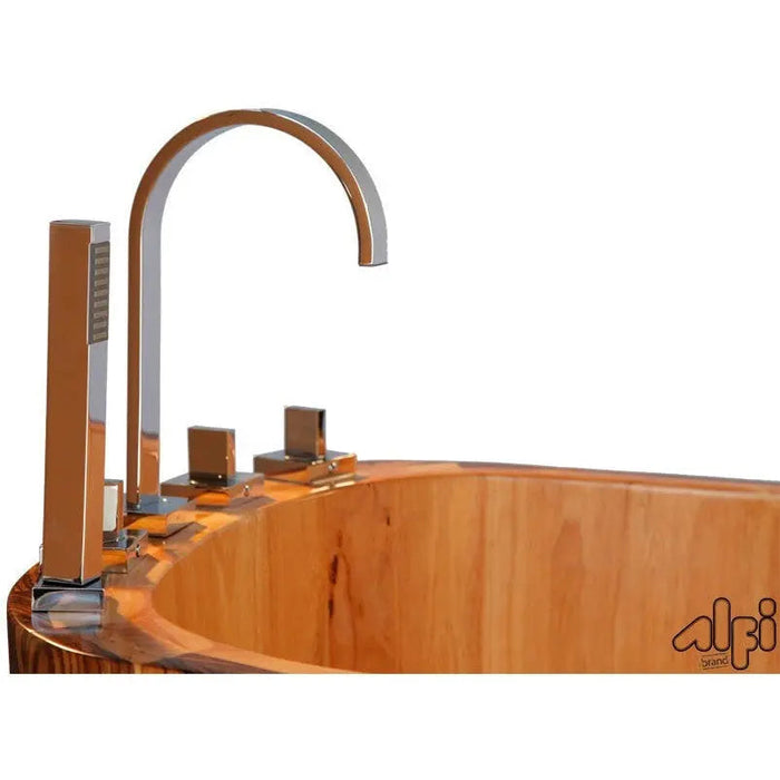 ALFI AB1148 59" Free Standing Wood Bath Tub with Chrome Tub Filler