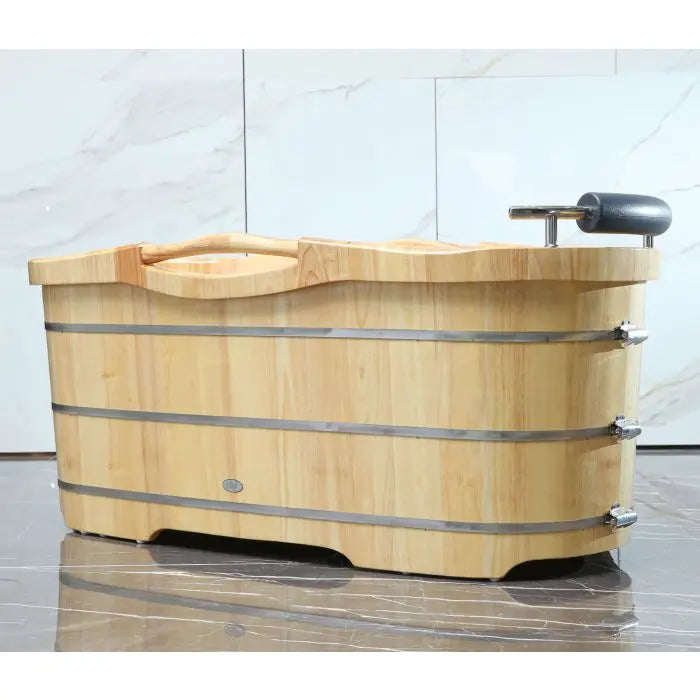 ALFI AB1163 61" Free Standing Wood Bath with Cushion Headrest