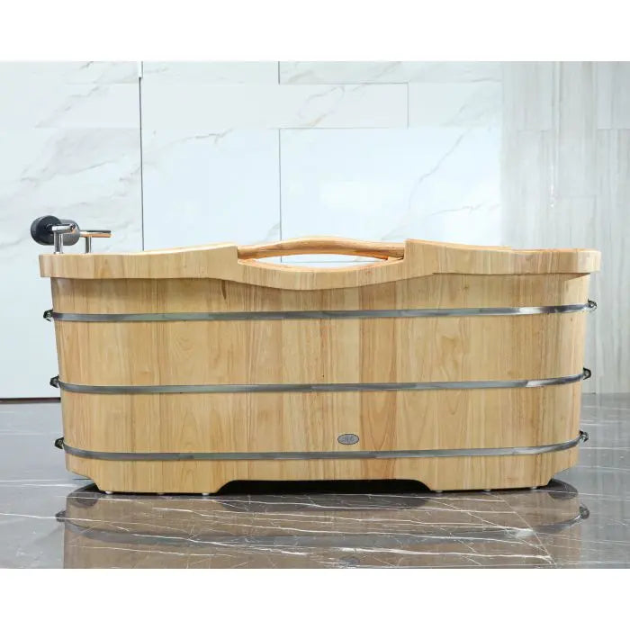 ALFI AB1163 61" Free Standing Wood Bath with Cushion Headrest