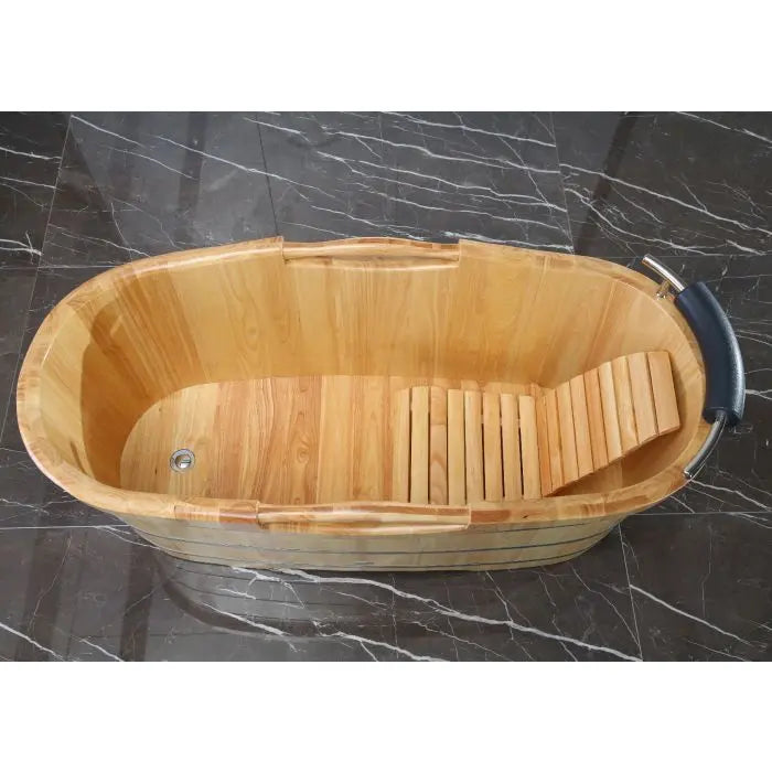 ALFI AB1163 61" Free Standing Wood Bath with Cushion Headrest