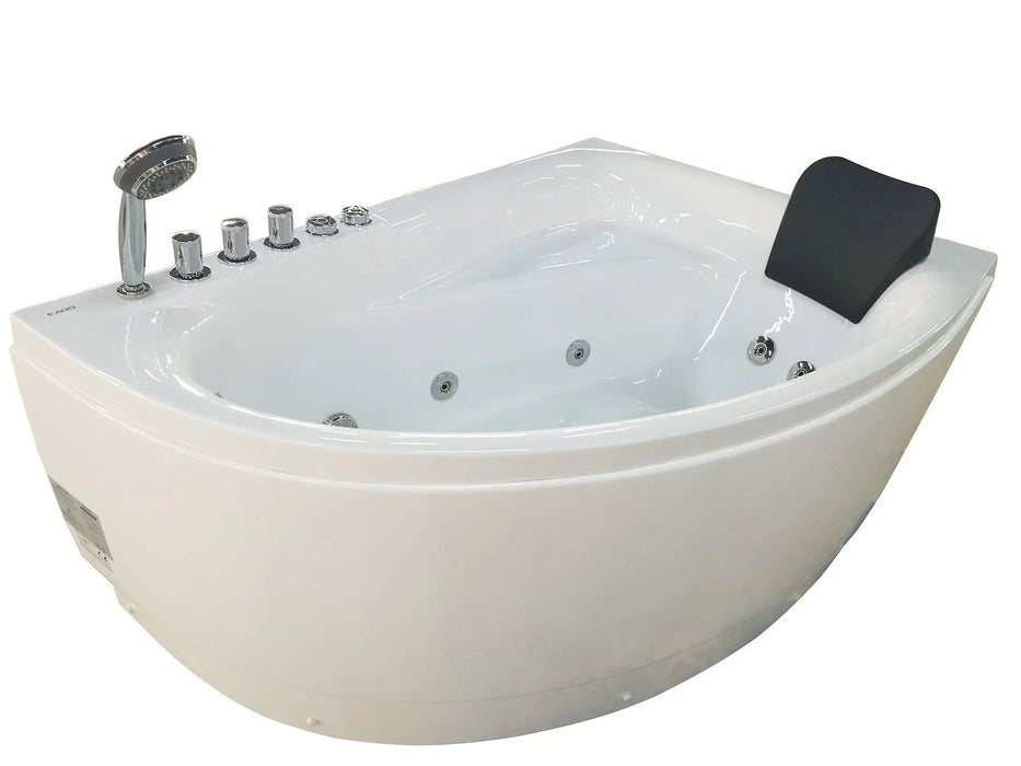 EAGO AM161-L 59" Single Person Corner White Acrylic Whirlpool Bathtub