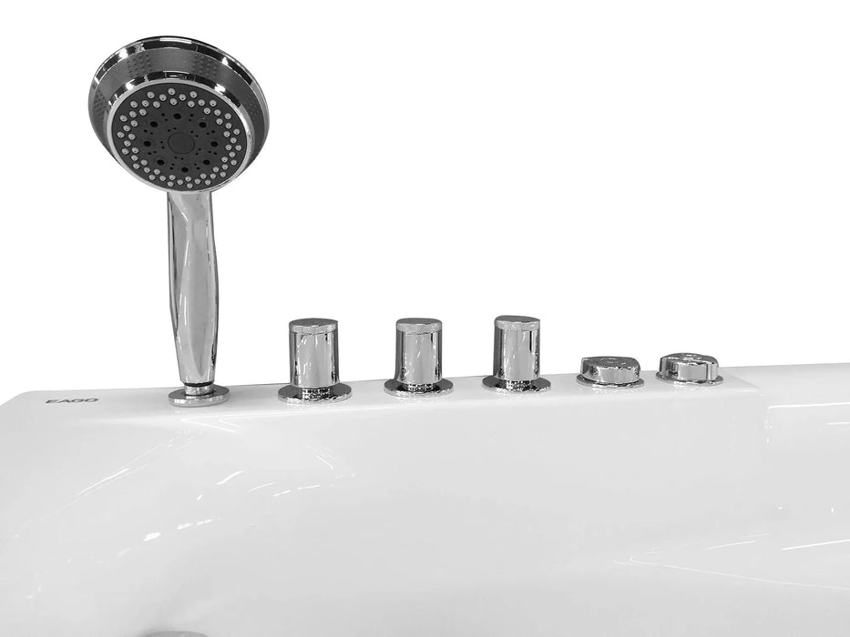 EAGO AM161-L 59" Single Person Corner White Acrylic Whirlpool Bathtub