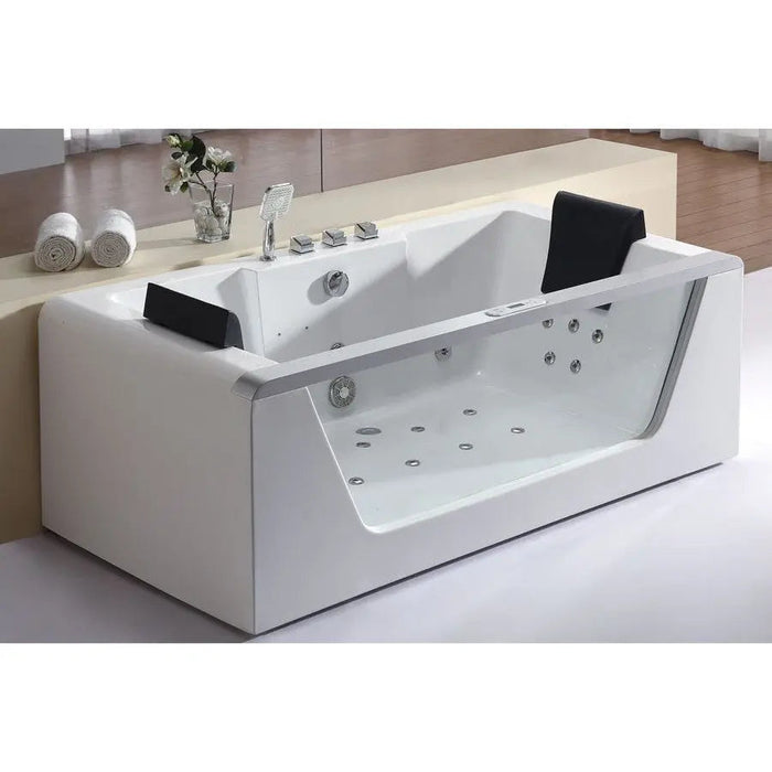 EAGO AM196ETL 6' Clear Rectangular Jacuzzi Whirlpool Bathtub for Two with Fixtures