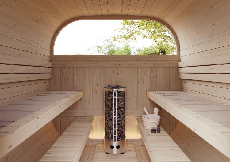 Harvia Cilindro PC90 9kW Electric Sauna Heater (Built-In Controls, Stainless Steel Tower, 141–494 cu. ft.)