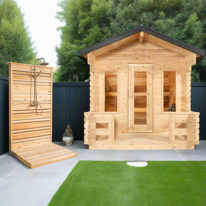 Dundalk LeisureCraft CT Georgian 6 Person Outdoor Sauna with Porch CTC88PW