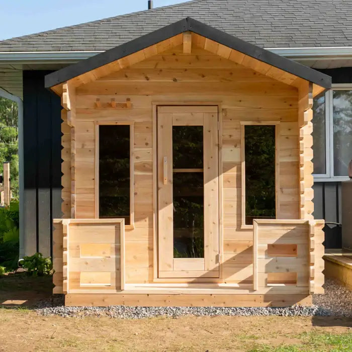 Dundalk LeisureCraft CT Georgian 6 Person Outdoor Sauna with Porch CTC88PW