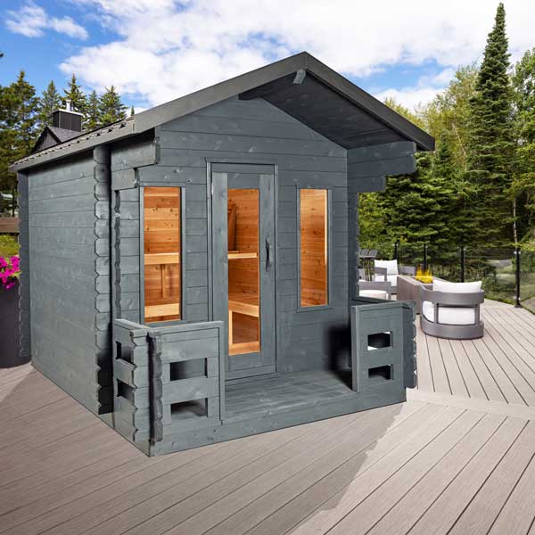Dundalk LeisureCraft CT Georgian 6 Person Outdoor Sauna with Porch CTC88PW