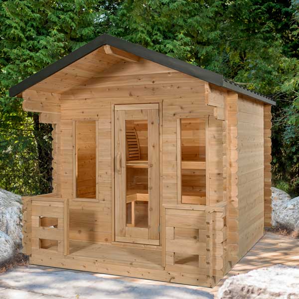 Dundalk LeisureCraft CT Georgian 6 Person Outdoor Sauna with Porch CTC88PW