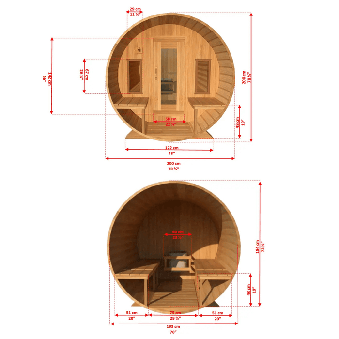 Dundalk LeisureCraft CT Tranquility 6 Person Barrel Sauna CTC2345