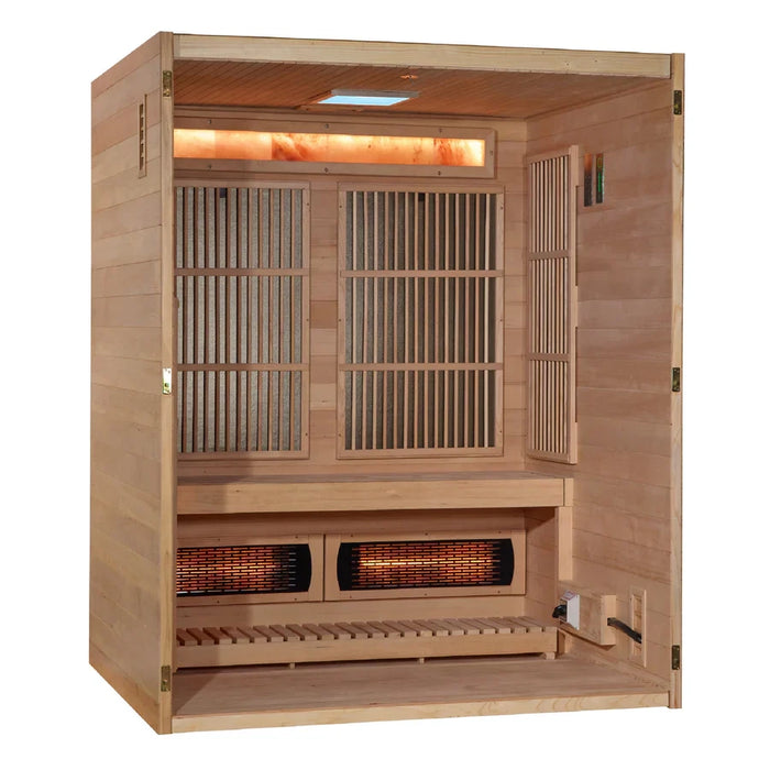 Golden Designs 2025 Soria 3 Person Hybrid Sauna (Indoor) Full Spectrum and Harvia Traditional Stove (GDI-8330-01)