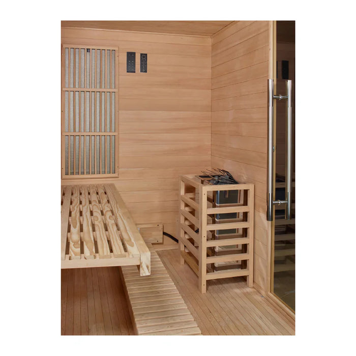 Golden Designs 2025 Soria 3 Person Hybrid Sauna (Indoor) Full Spectrum and Harvia Traditional Stove (GDI-8330-01)