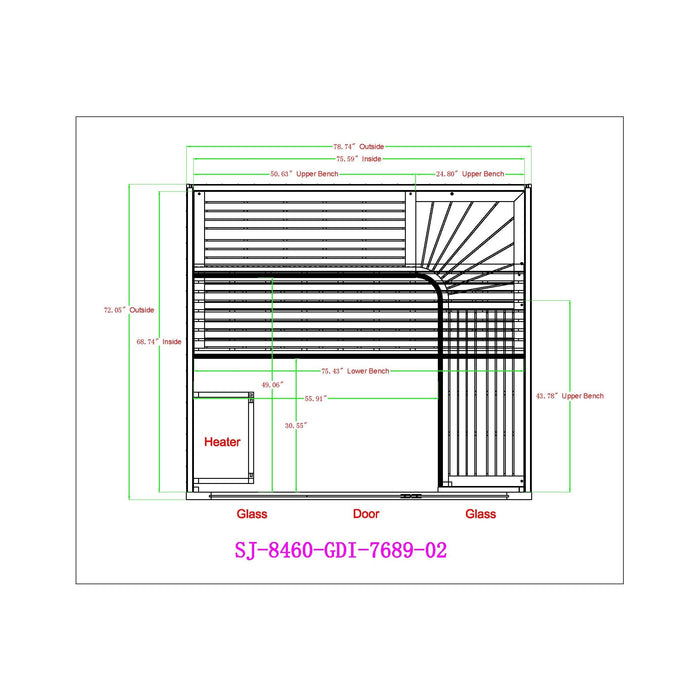 Golden Designs 2025 Updated Osla 6 Person Traditional Sauna (GDI-7689-02)