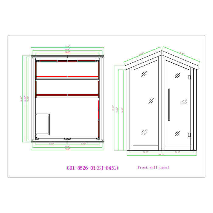 Golden Designs Kaskinen 6 Person Barn Hybrid Full Spectrum IR Outdoor Sauna (GDI-8526-01)