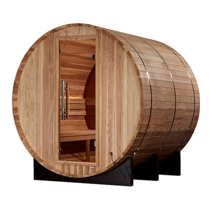 Golden Designs Zurich 4 Person Barrel with Bronze Privacy View Traditional Sauna (GDI-B024-01)