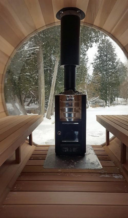 Harvia Linear 16 WK160C modern wood-burning sauna stove - outdoor