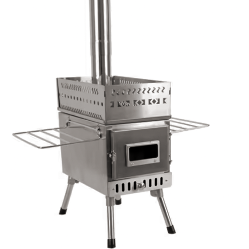 Portable Stainless Steel Wood-Burning Sauna Stove with Viewing Window – Folding Heater for Outdoor Tents, Camping, and Picnics